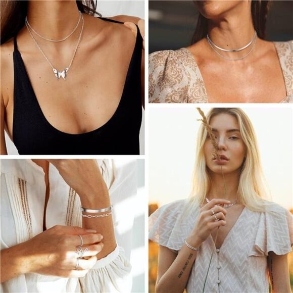 Silver Elegance Jewelry Set –Assorted Necklaces, Bracelets, and Rings Collection - Picture 4 of 6